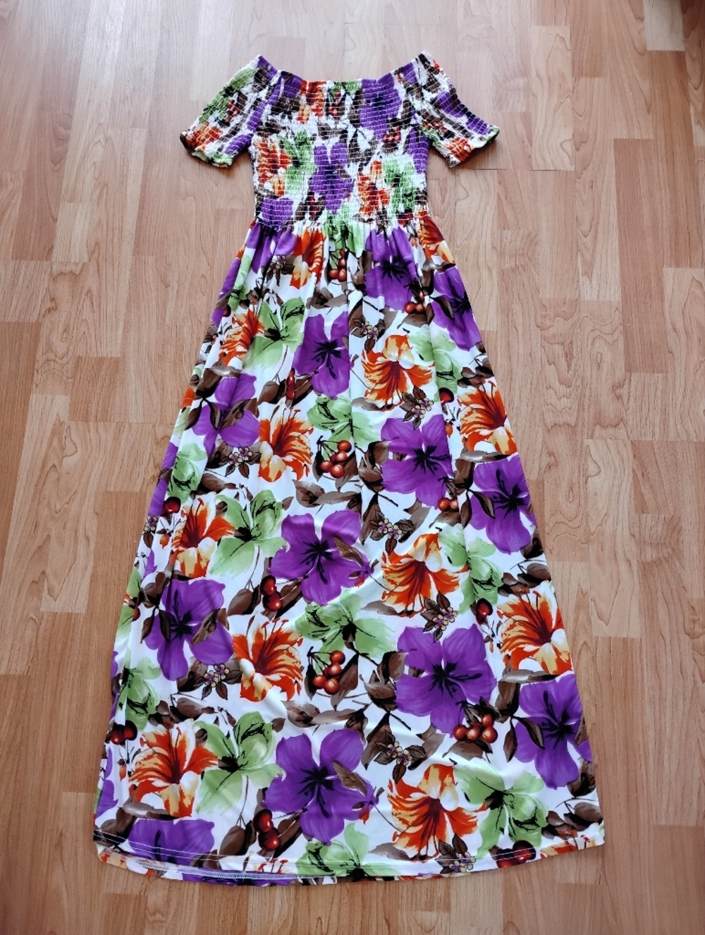 Off Shoulder Floral Maxi Dress Tropical Boho Summer Dress